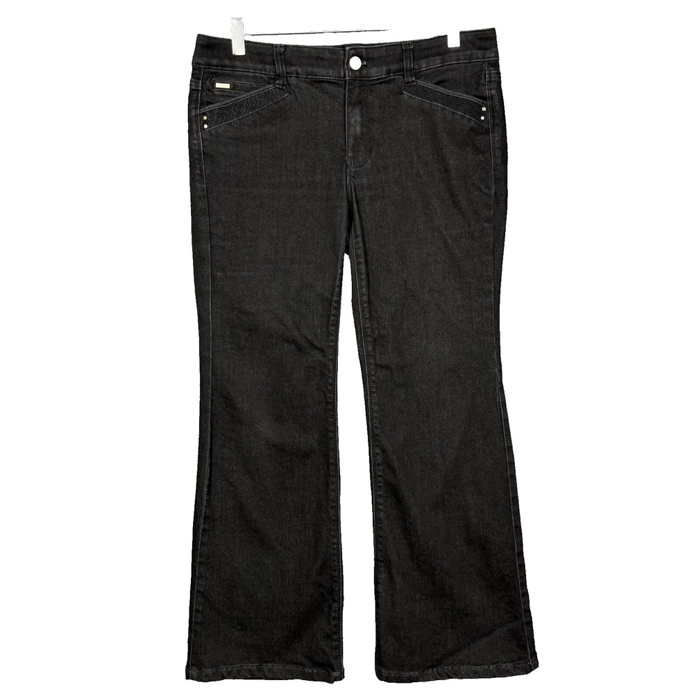 WHBM Jeans Womens 8S Short‎ Black Modern Flare Blanc Cotton Stretch Minimalist